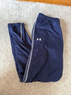 Under Armour Women's Warm-Up Pants in navy blue -track pants -Medium Tall